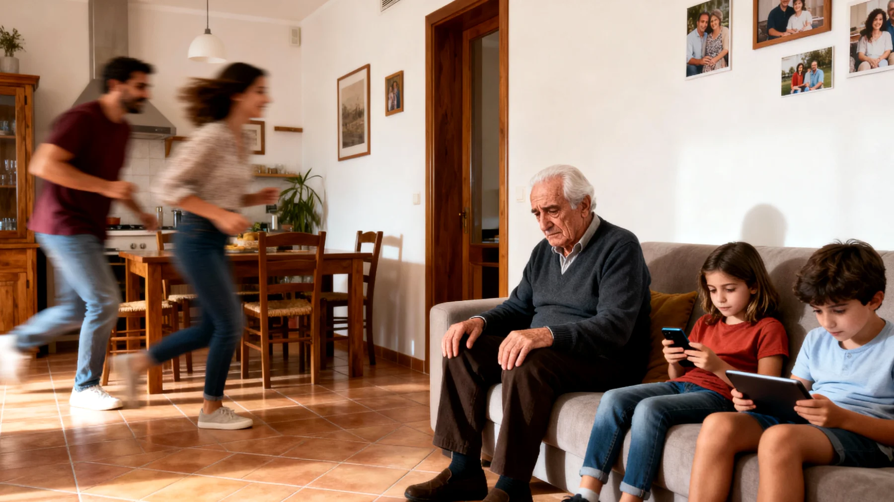 Il nonno desidera trascorrere momenti significativi con i nipoti bambini, ma fatica a creare occasioni di qualità a causa di ritmi frenetici familiari, impegni dei genitori e mancanza di idee su attività coinvolgenti adatte all'età"