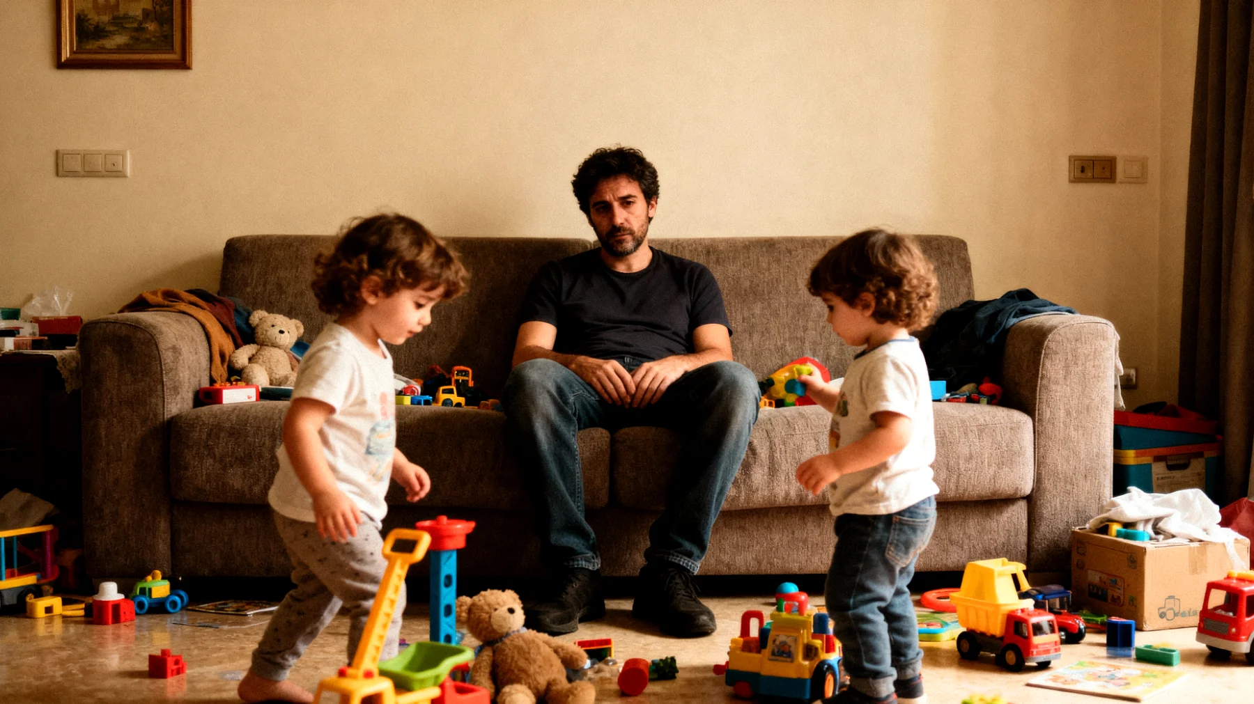 Un papà che fatica a stabilire regole chiare e a mantenere la coerenza educativa con i suoi bambini a causa di un atteggiamento eccessivamente permissivo, rischiando di compromettere lo sviluppo di limiti sani e responsabilità"