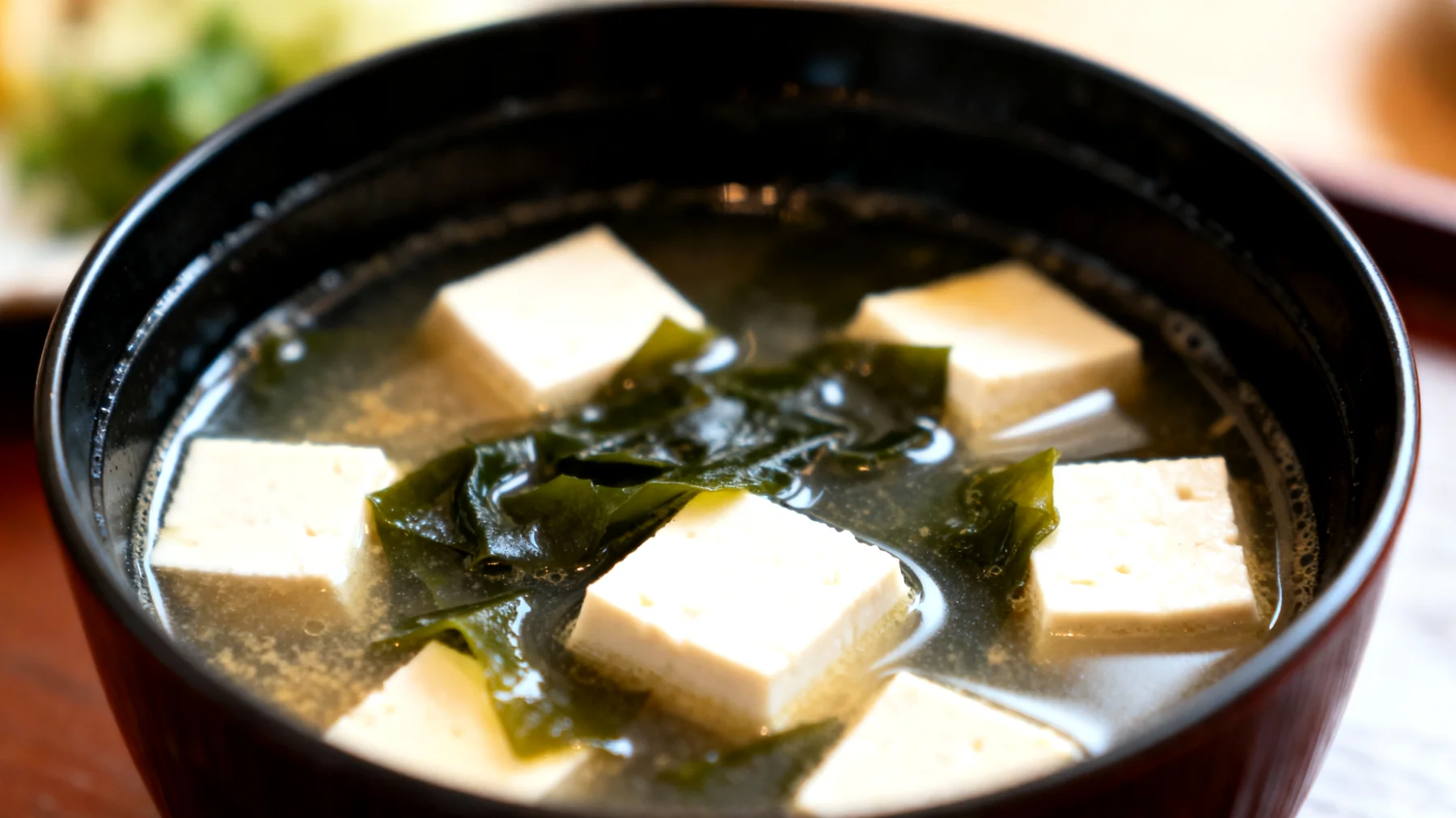 Zuppa di miso con alghe wakame e tofu"